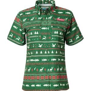 Magellan Outdoors Women's Laguna Madre Short Sleeve Shirt in Green Fairisle‎ XS